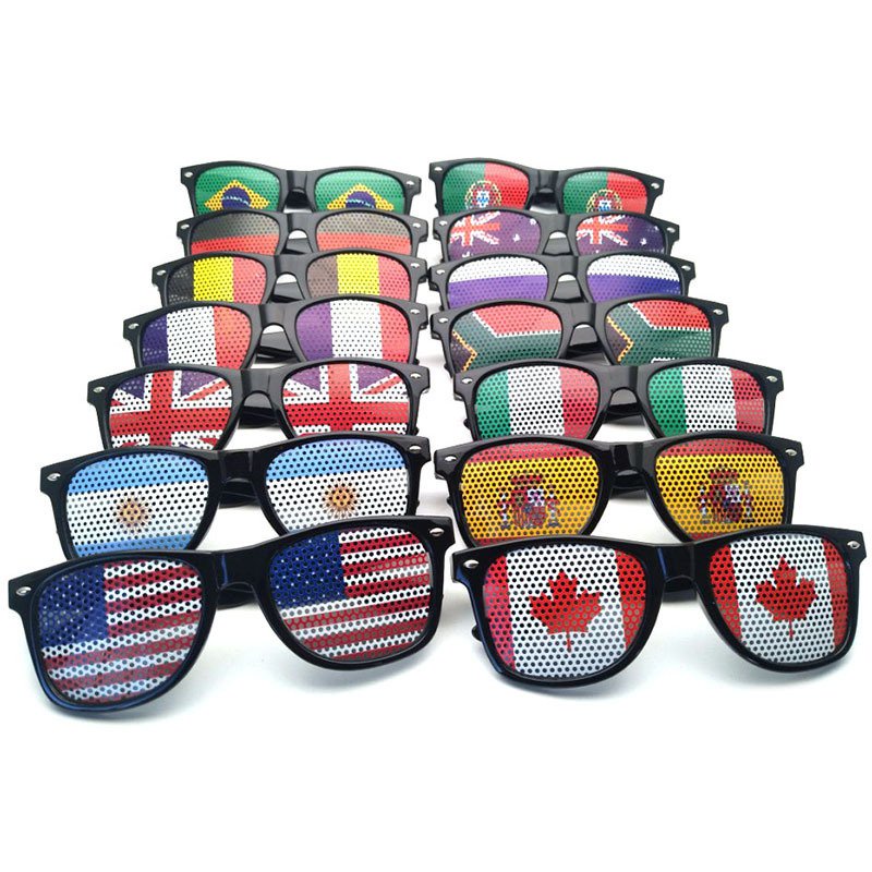 Soccer Ball Football Fans Pinhole Sticker Printing National Country Flags Sunglasses For World
