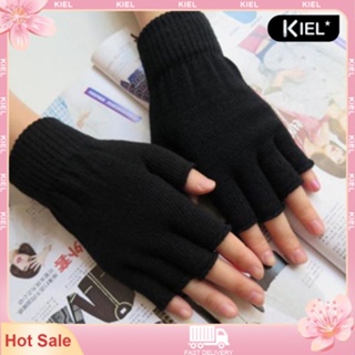 Women Fingerless Gloves Thin - Stretchy Soft Half Finger Gloves Typing  Gloves