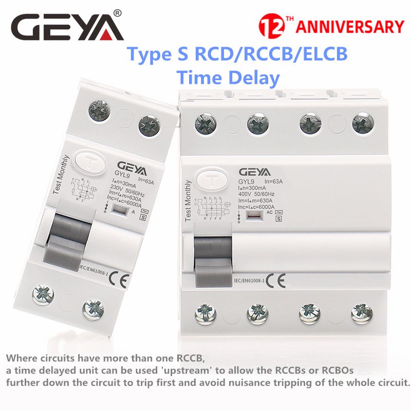 GEYA GYL9 ACS Type Time Delayed RCD RCCB ELCB Delay Type
