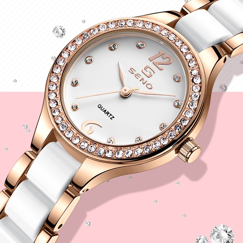 ⊙ 2023 New Ceramics Watch For Women Luxury Brand Waterproof Rose Gold
