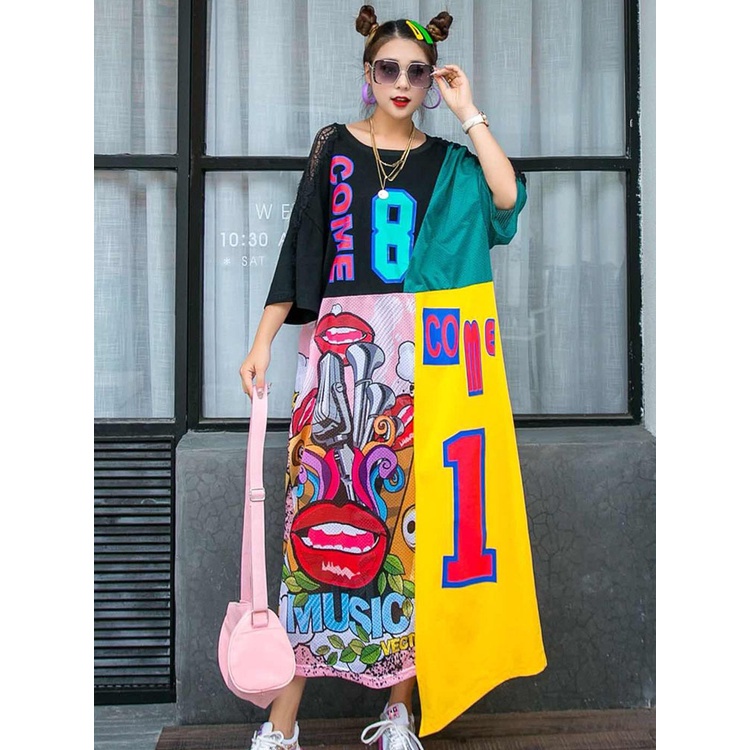 Long dress with graffiti print