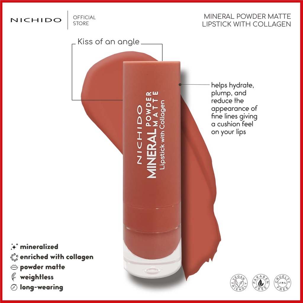 №NICHIDO Mineral Powder Matte Lipstick with Collagen Kiss Of An Angel