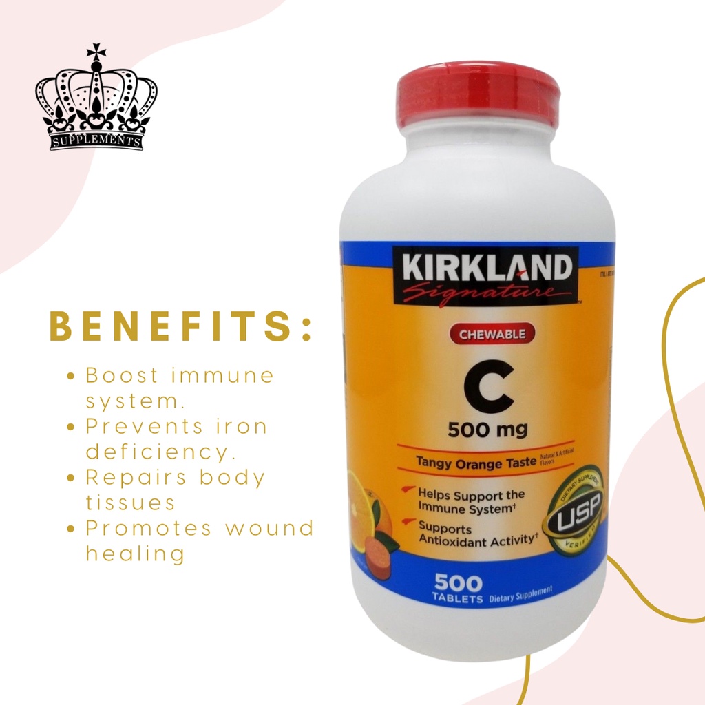 ☄queensupplements Kirkland Signature Chewable Vitamin C 500 mg 500