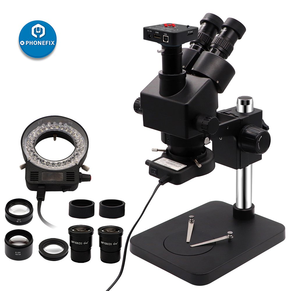 3.5X-90X Black Trinocular Zoom Stereo Microscope With 38MP Camera led ...