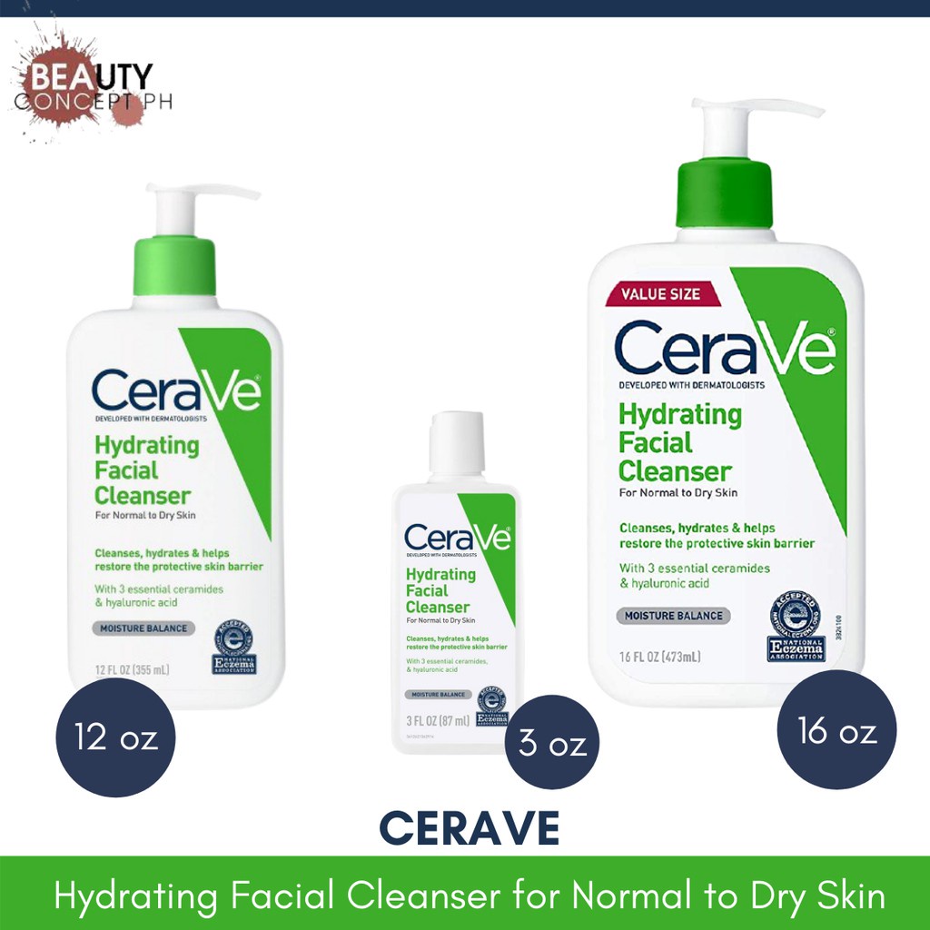 ☫CERAVE Hydrating Facial Cleanser for Normal to Dry Skin 16oz/12oz/3oz ...