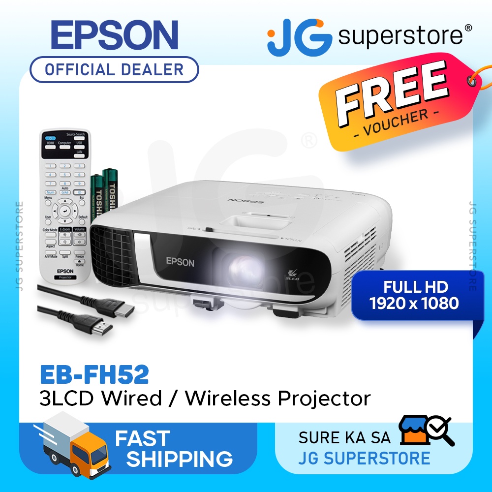 Epson EB FH52 Full HD 3LCD Projector 1080p USB HDMI With Built in 