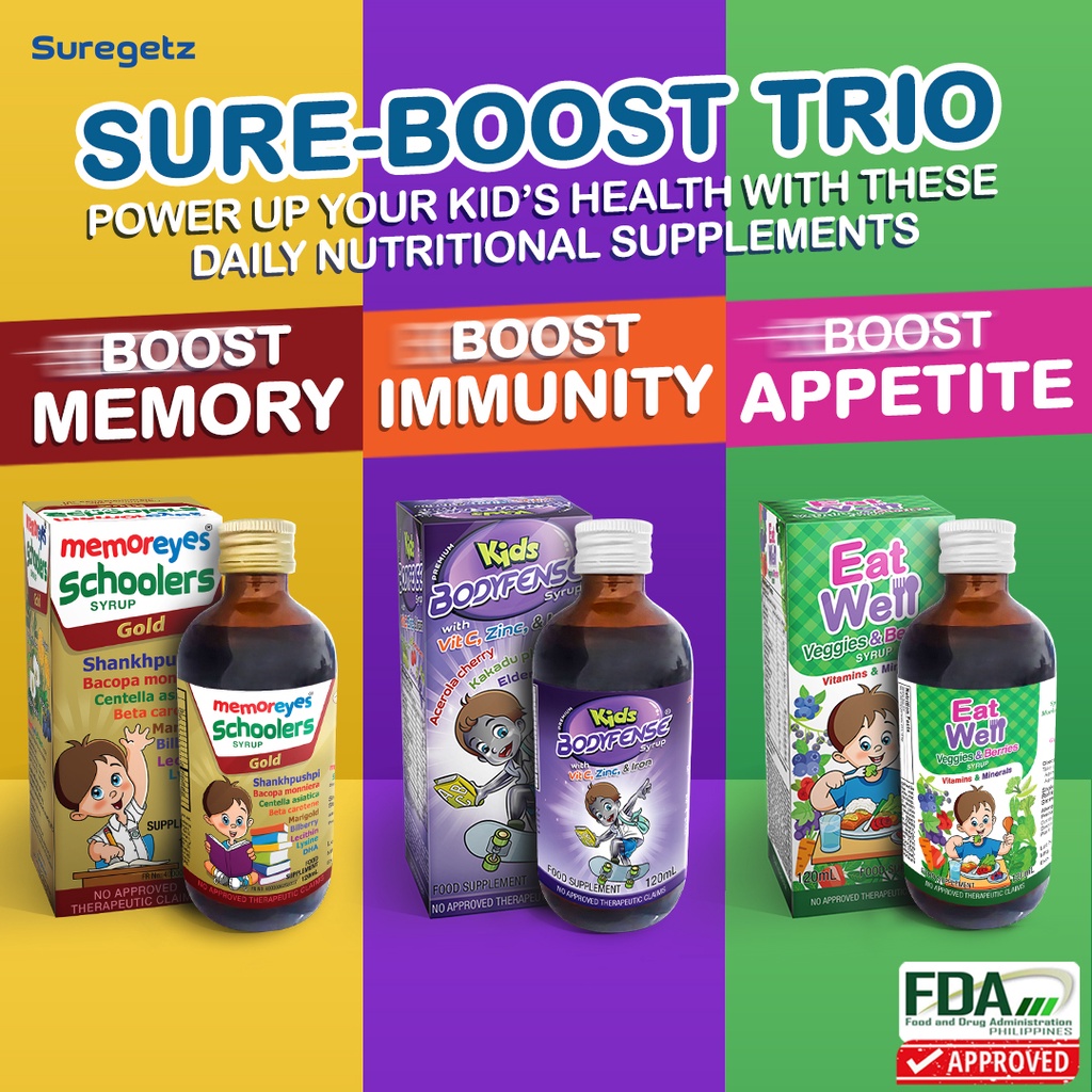 SURE-BOOST TRIO MemorEyes Schoolers for Memory, Kids Bodyfense, Eatwell ...