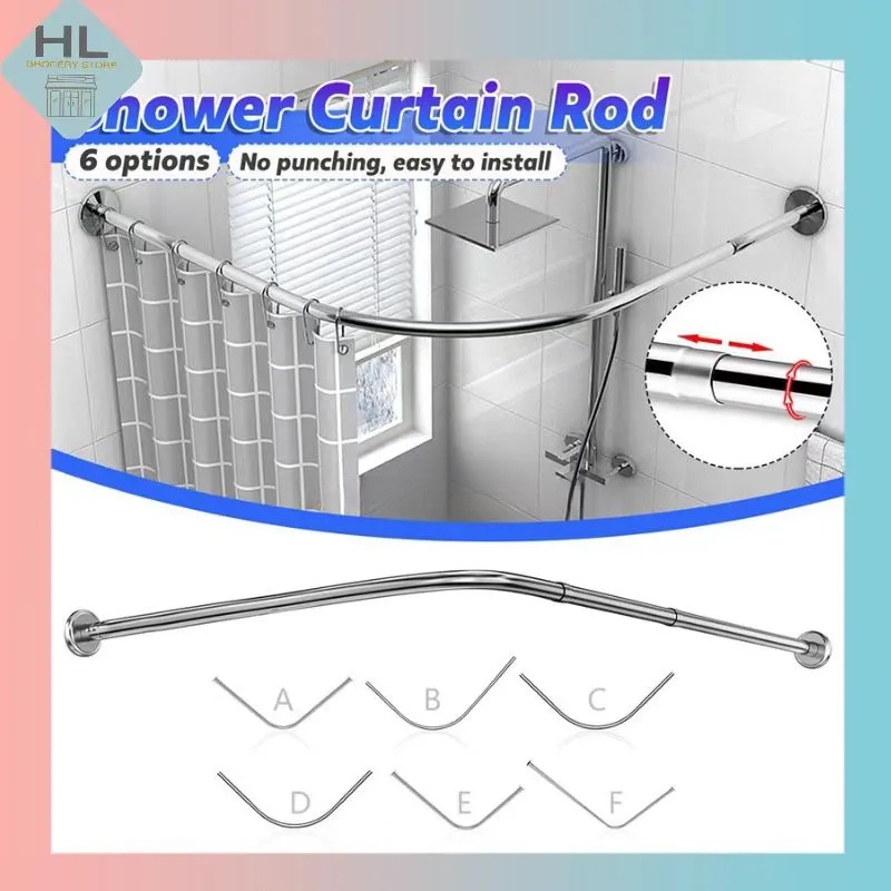New stainless steel adjustable arc telescopic shower curtain rod