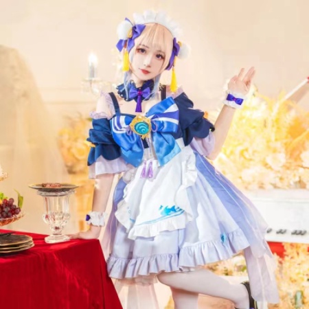 Game Genshin Impact Cosplay Sangonomiya Kokomi Maid Costume Cute Lolita ...