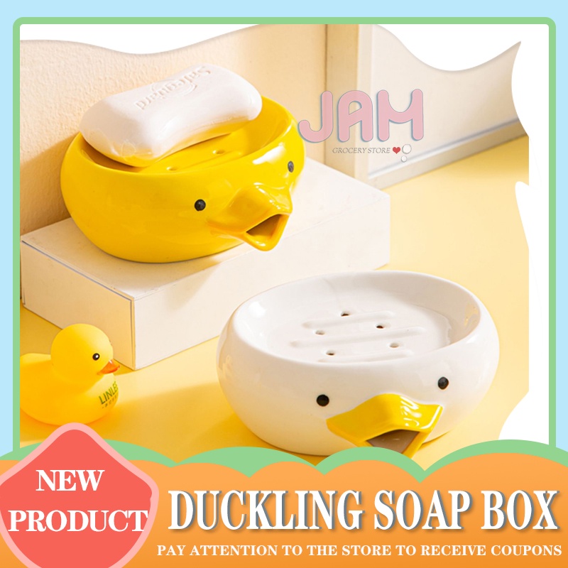 duckling Ceramic Soap Dish bathroom sink soap storage with drainer