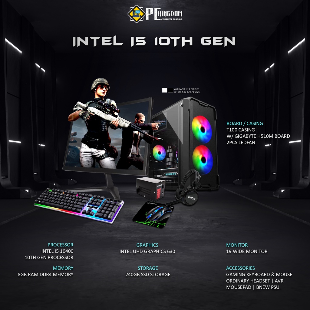 BRANDNEW COMPUTER SET i5 10400 10TH GEN 8GB RAM 240GB SSD 19 WIDE LED ...