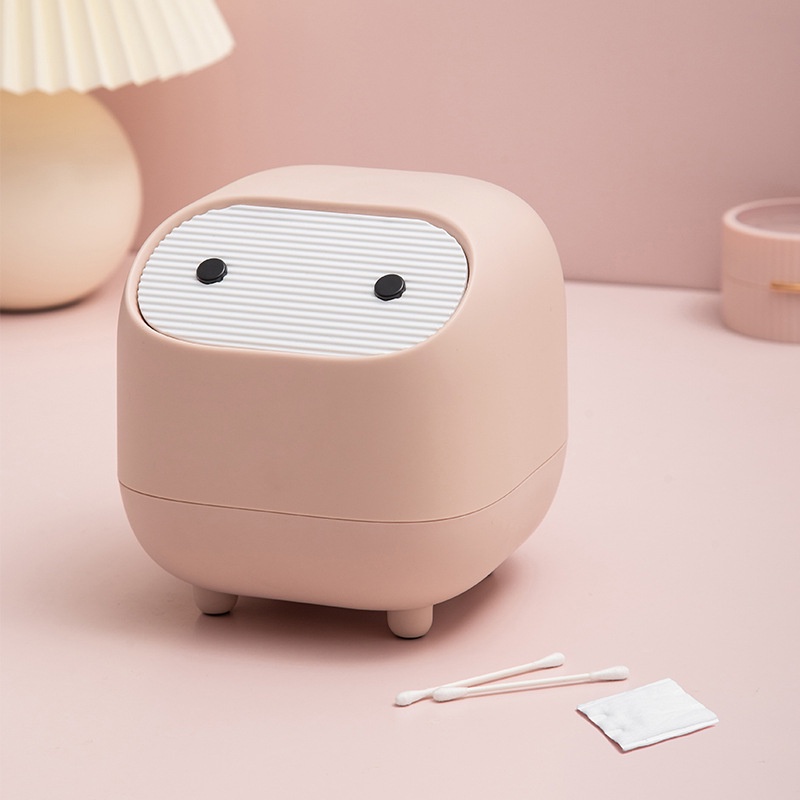 58E1 Office Trash Can Cute Garbage Bucket Food Wastebasket Kawaii