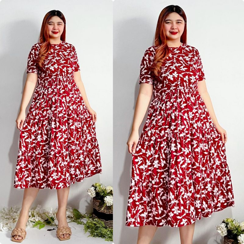 Layered Midi Dress Garterized Waist(S-L) | Shopee Philippines