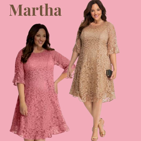 Chubby Lane MARTHA PLUS SIZE MIDSLEEVE LACE FORMAL DRESS