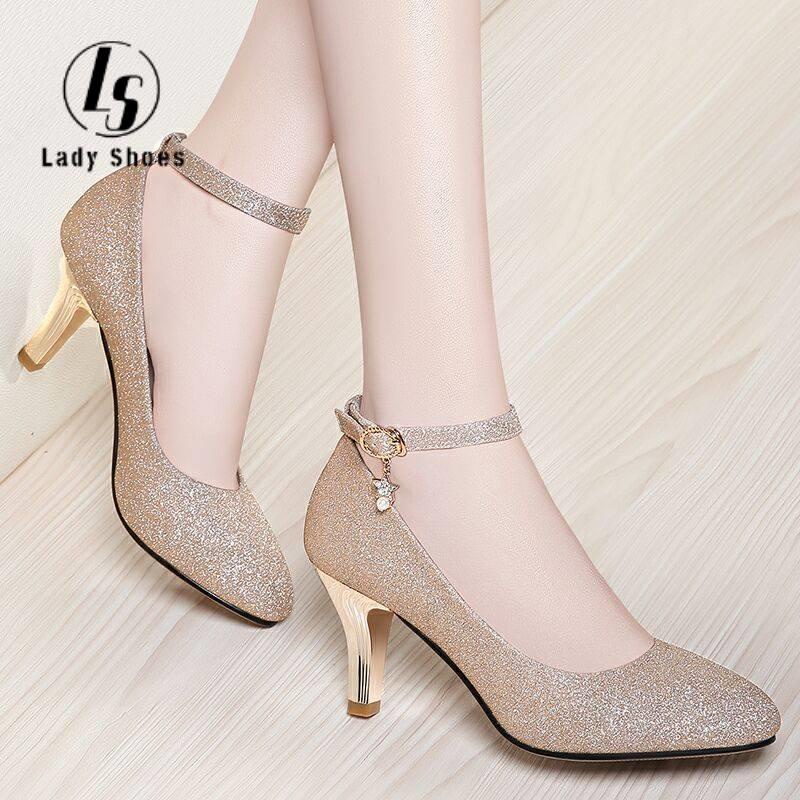 Women's Closed Toe Summer Korean Style Pearl Heels