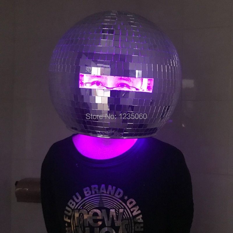 oknh Disco Mirror ball helmet mask mirror costume for DJ