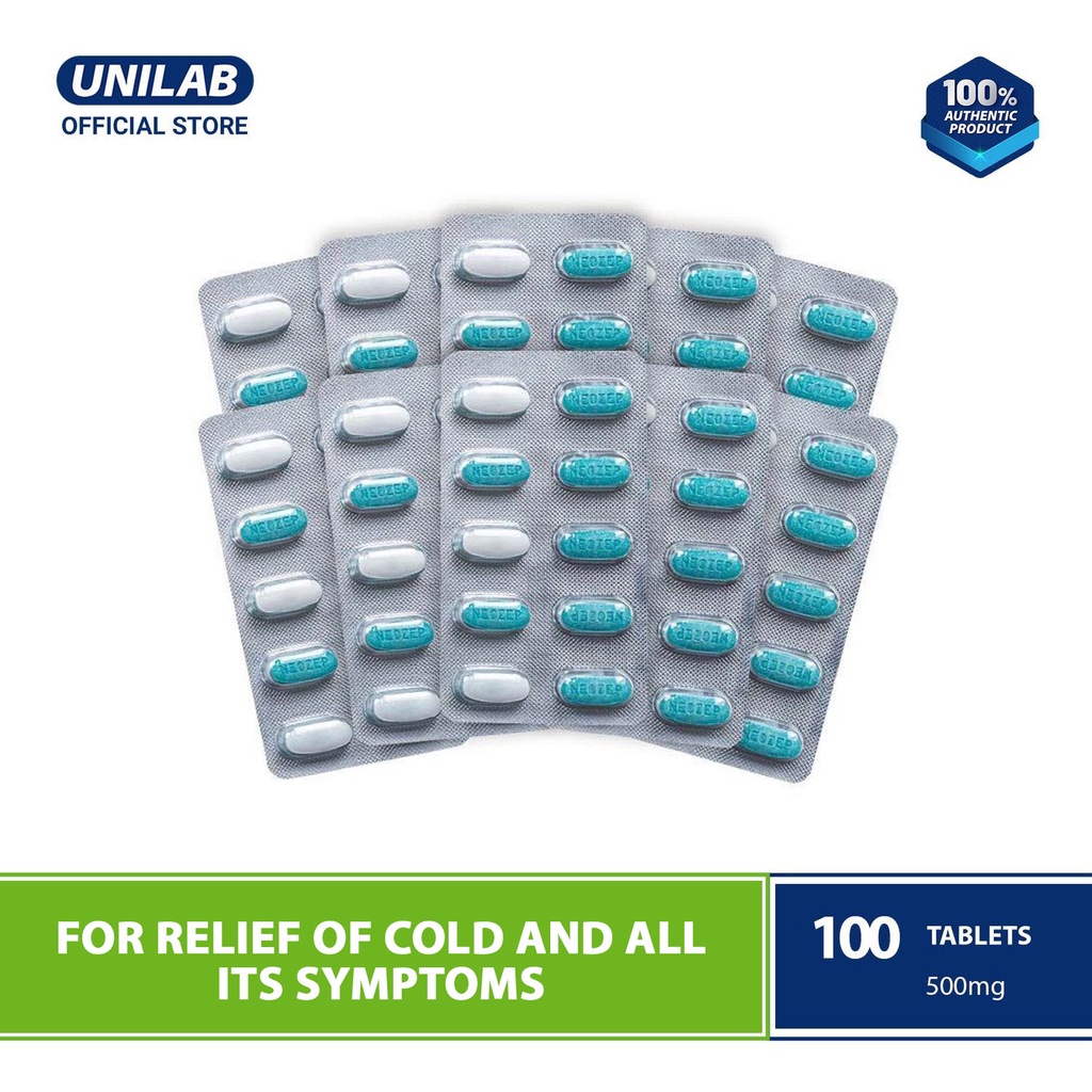 Unilab Neozep 100 Tablets - For Fast Relief from Runny Nose, Fever ...