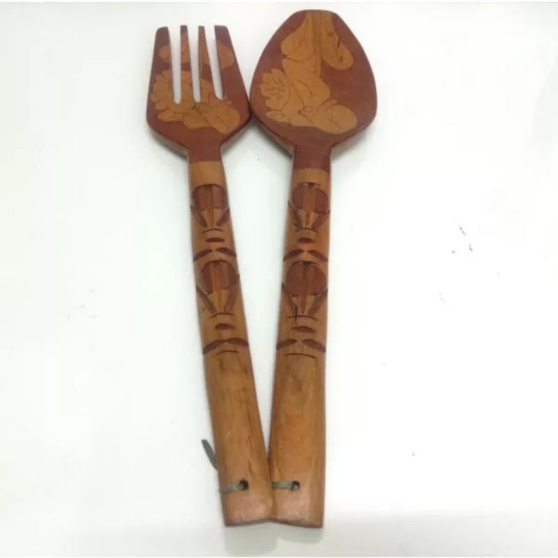 Spoon and Fork Wall Decor, Wooden Spoon and Fork Wall Decor Set, Flower Design Spoon and Fork