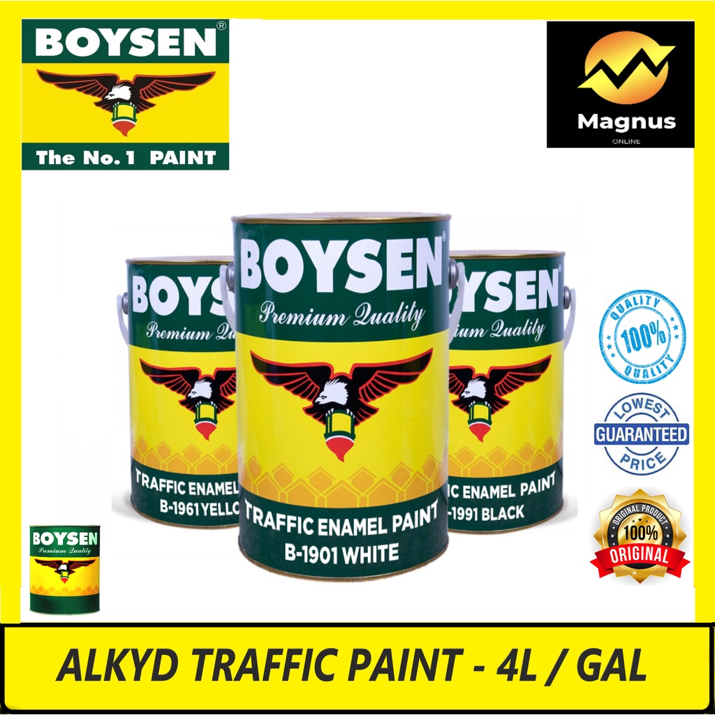 BOYSEN Alkyd Traffic Paint, White, Yellow, Black - 4L / GAL | Shopee ...