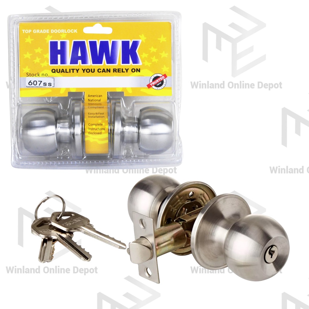 [3981]HAWK by Winland Twist Lock Cylindrical Doorknob Lockset Door Lock ...