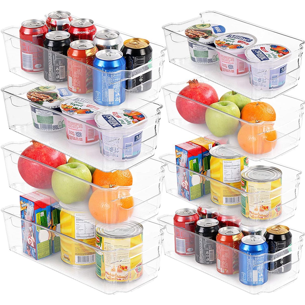 Plastic set stackable storage boxes freezer drawer kitchen container ...