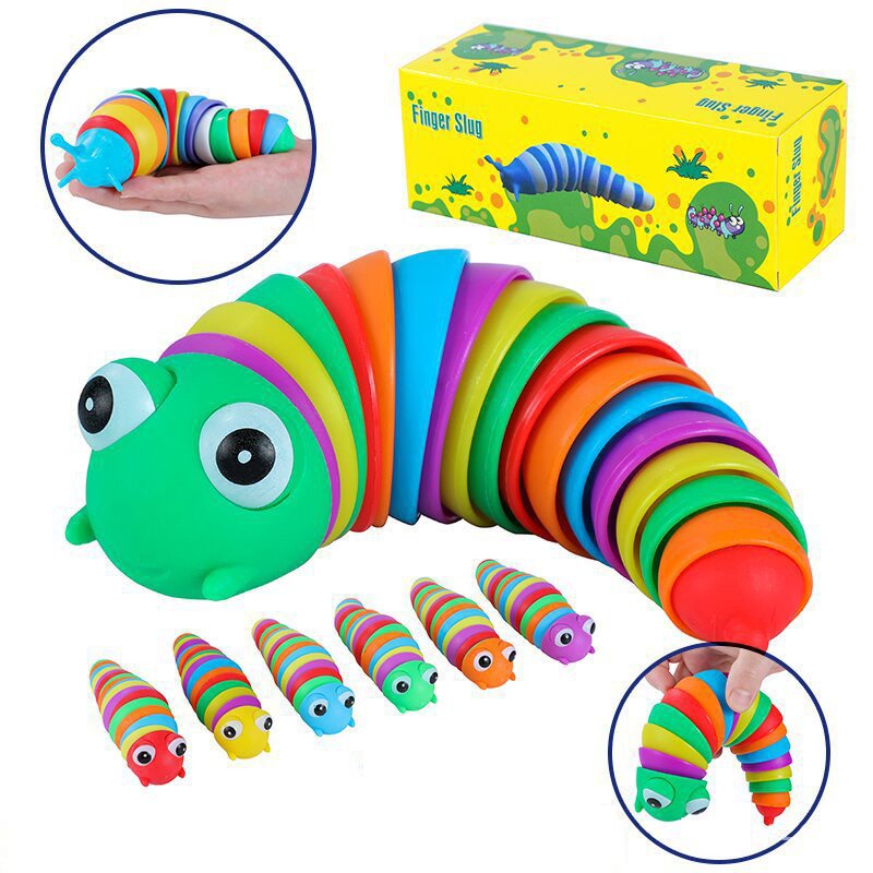 Decompression Colorful Retractable Slug Fidget Toys Puzzle Anti-Stress ...