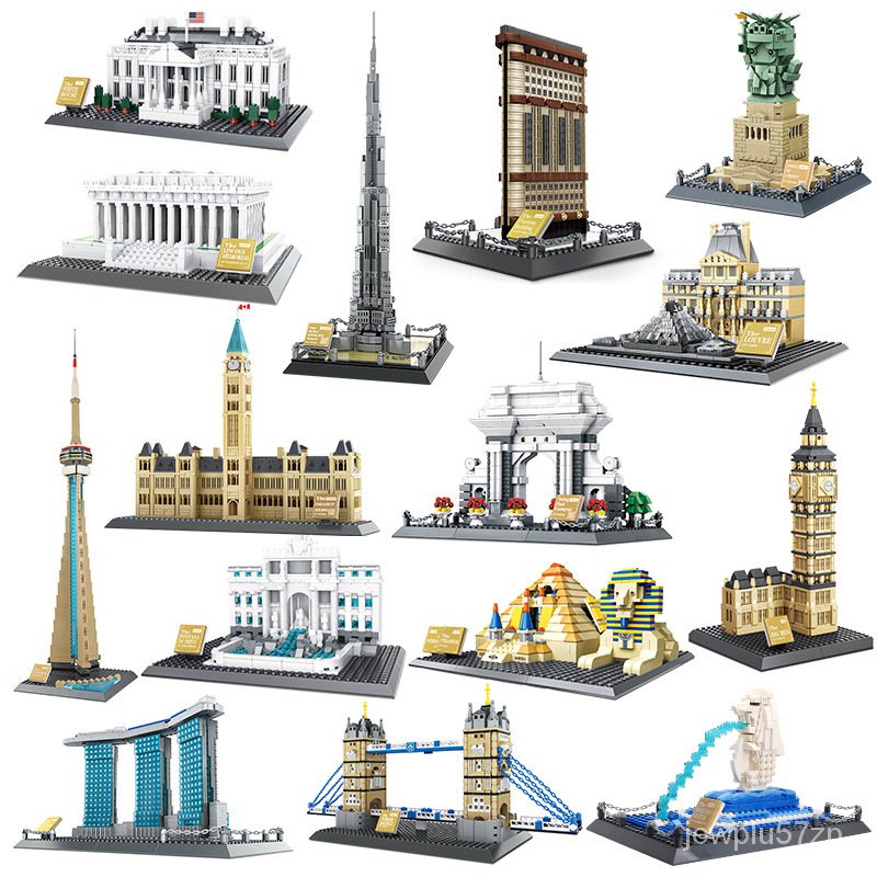 WANGE City Building Blocks Eiffel Tower taj Mahal The Statue of Liberty ...