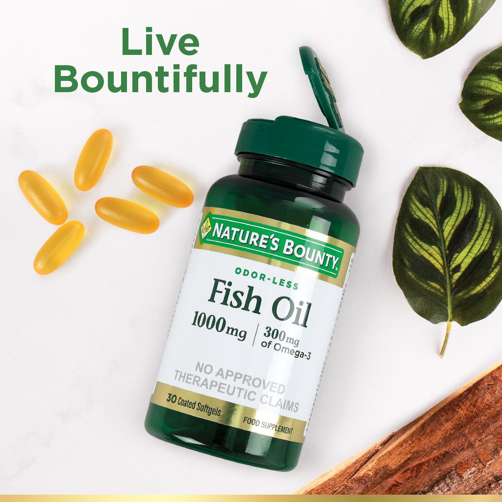 NATURE'S BOUNTY FISH OIL Food Supplement 1000mg x 30 Coated Softgels