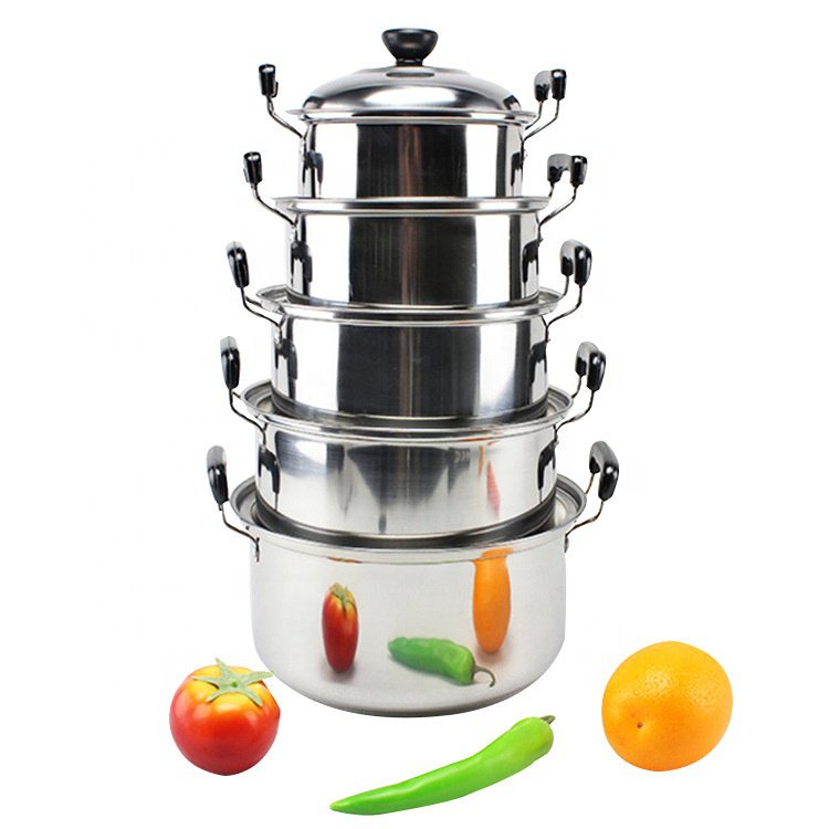 10-Piece Kitchen Ware Stock Pot Stainless Steel Cooking Pot Cookware ...