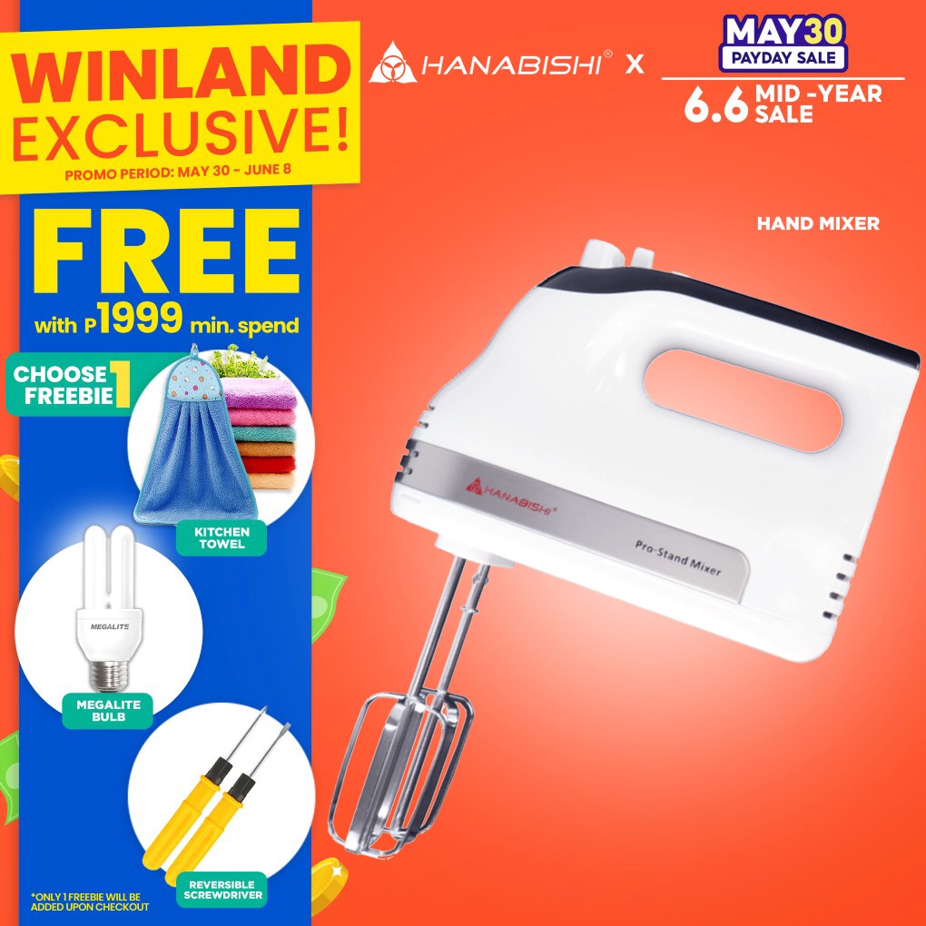 HANABISHI by Winland Chrome Plated Dual Attachment 5Speed Hand Mixer