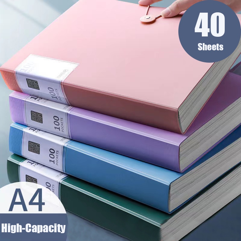 A4 Transparent Button Folder File Book Classification Office Supplies ...