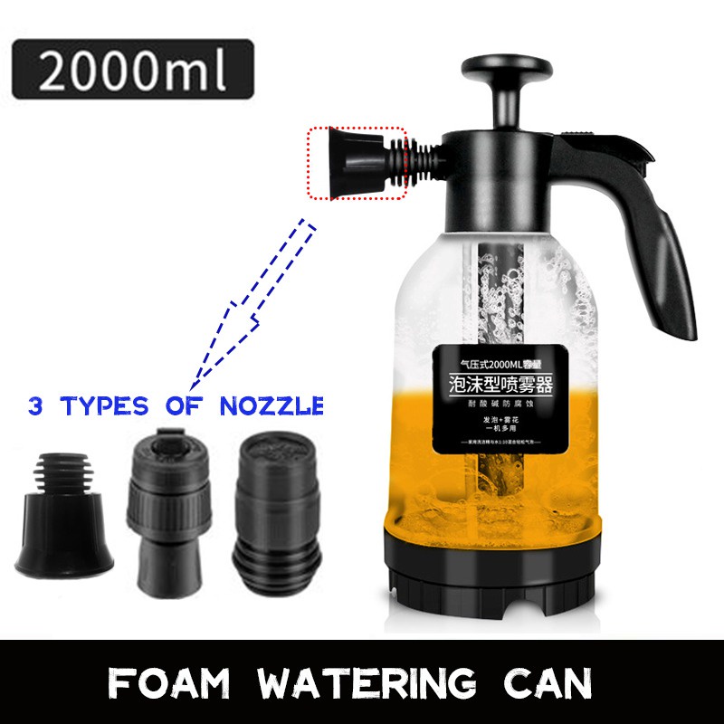 2L Hand Pump Foam Sprayer with 3 Types of Nozzle Hand Pneumatic Foam