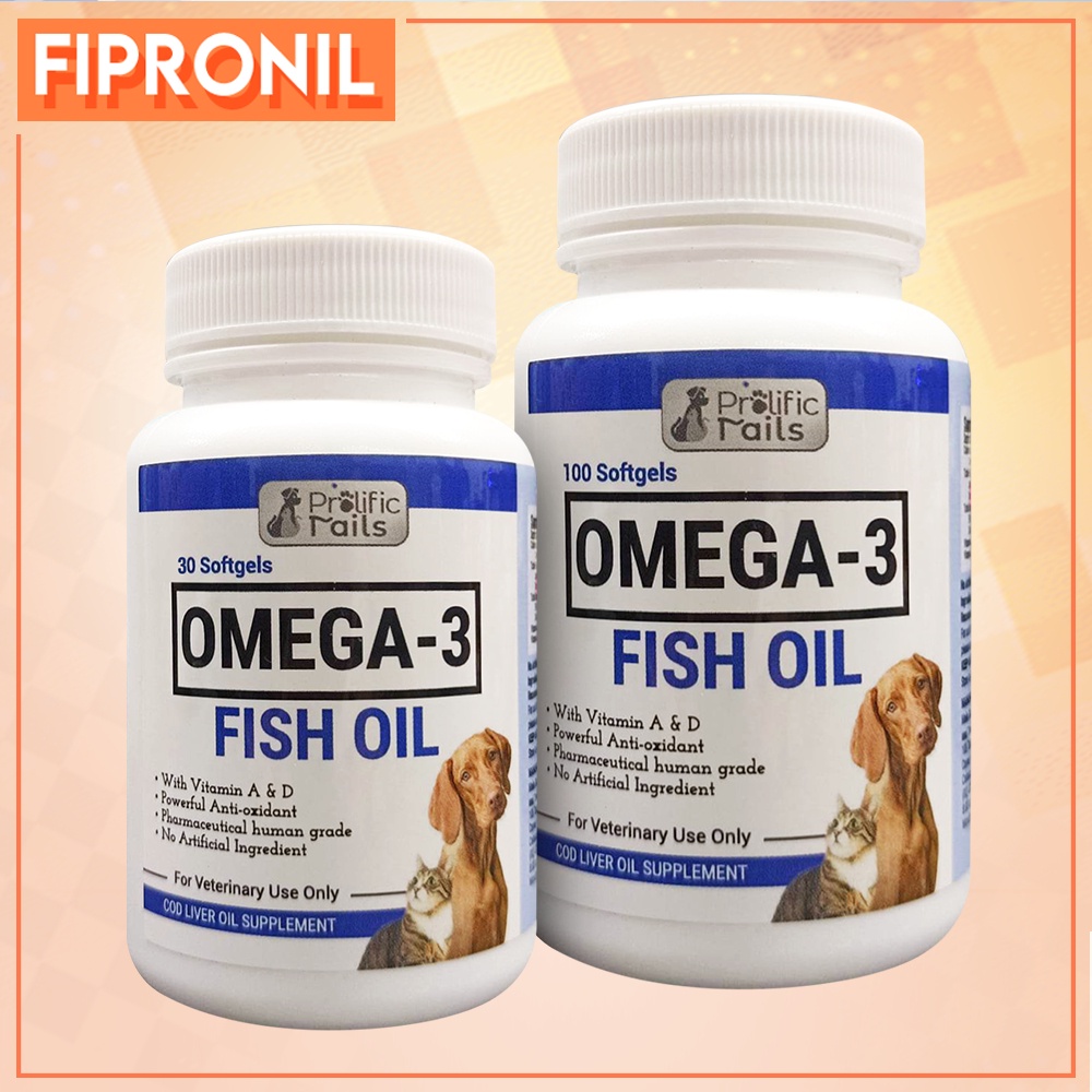 ♣FIPRONILProStrength Omega 3K9 Fish Oil Soft Gels Dogs and Cats
