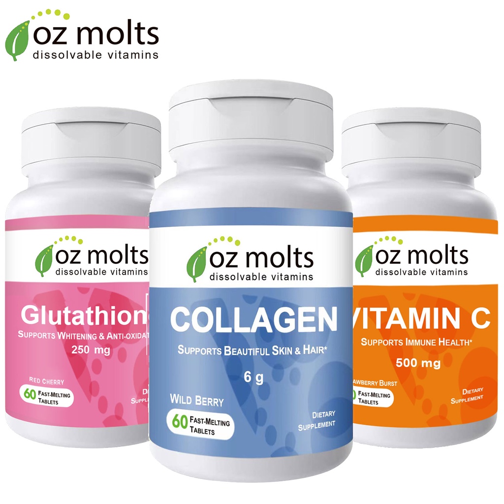 Ozmolts Collagen Chewables Glutathione Vitamin C Tablets with Collagen