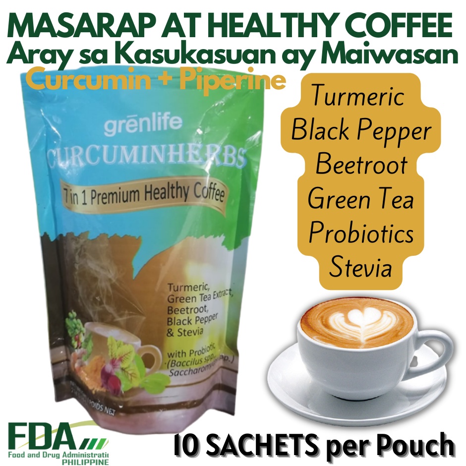 ┇7in1 CurcuminHerbs Coffee Turmeric, Beetroot, Black Pepper, Green