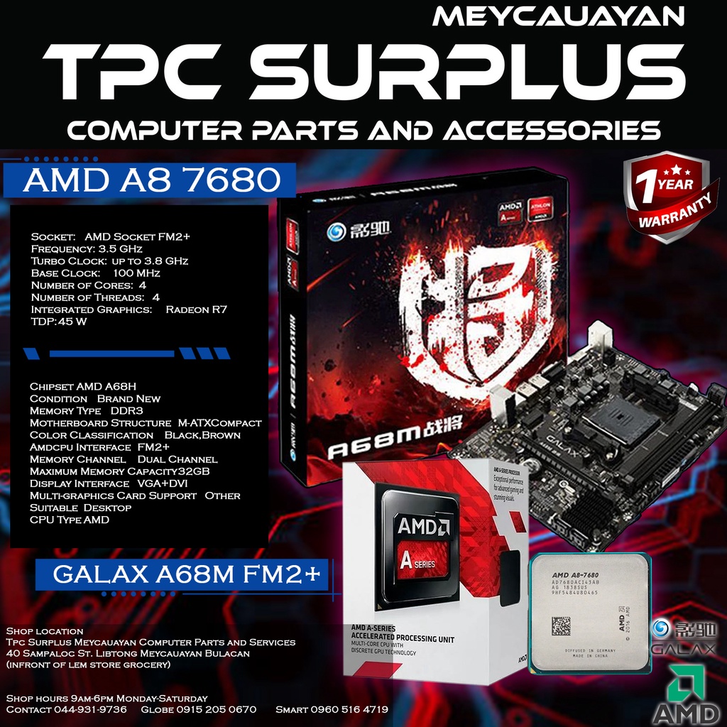 AMD A8 7680 GALAX A68M FM2 BUNDLE BOARD AND PROCESSOR BOX TYPE