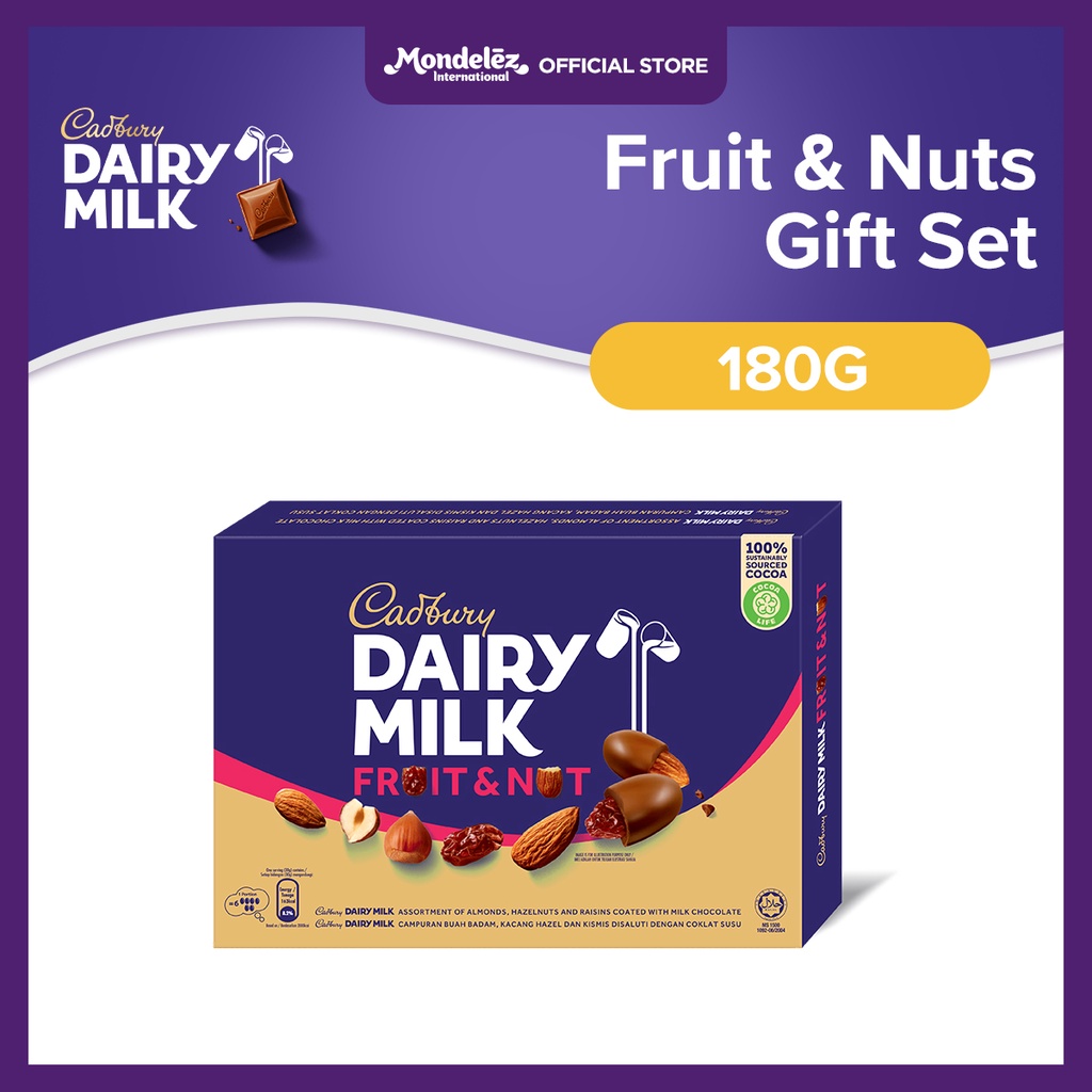 Cadbury Dairy Milk Panned Fruits & Nuts 180g Smooth Creamy Taste, Chocolate Gift Set Shopee