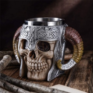 Stainless Steel 3D Drinking Cup Resin Skull Mug Beer Tea Cups Bar