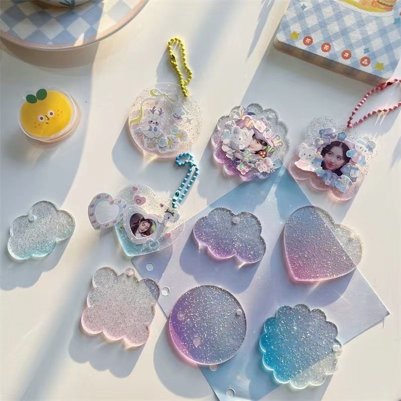 Flower Cloud Bear Round Keychain Guka Creative DIY Sticker Decorative ...