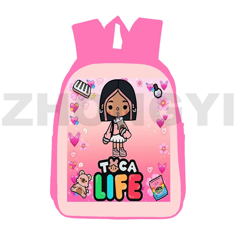 IW0I Pink 12/16 Inch Cute Toca Boca 3D Backpack Kids Children Small
