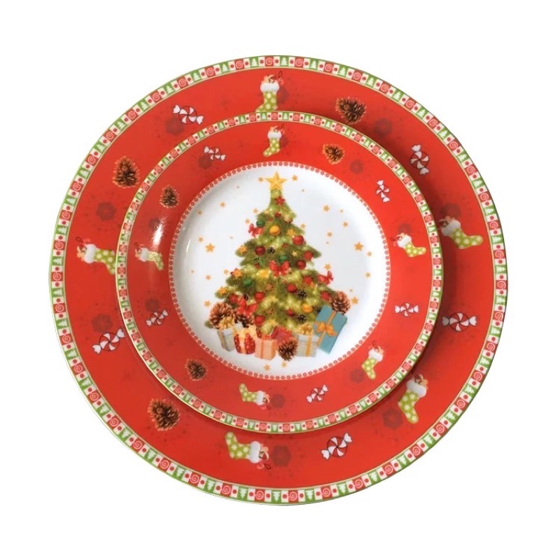 ∋Christmas plate series ceramic porcelain plate 2 piece set ONHAND