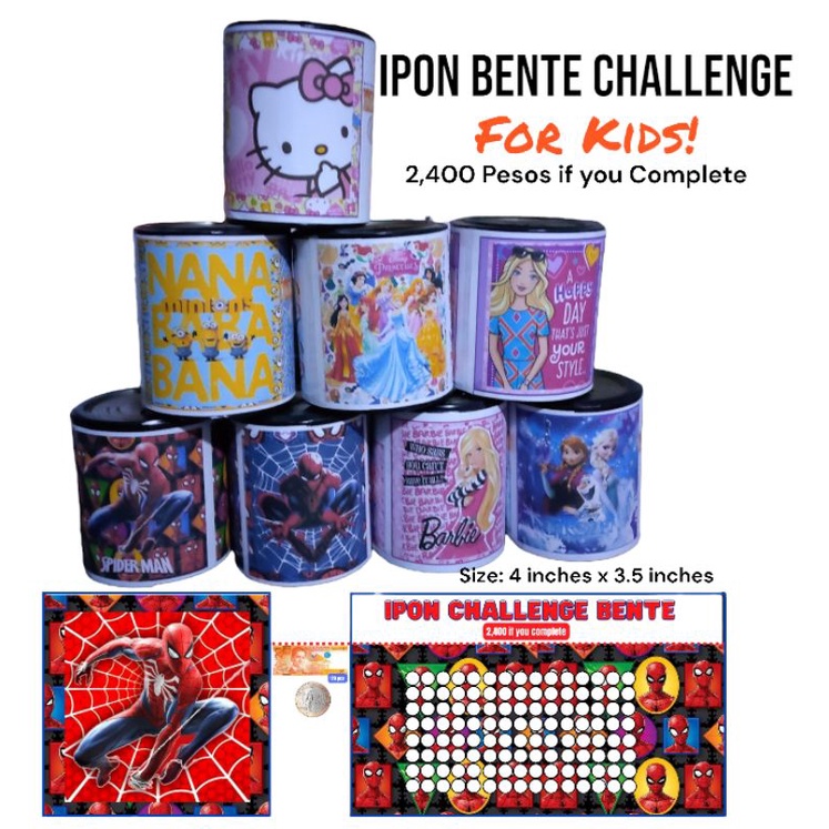 Paper Bills Ipon Challenge Alkansya Coinbank 9 inches IPON 1,5,10,20 ...