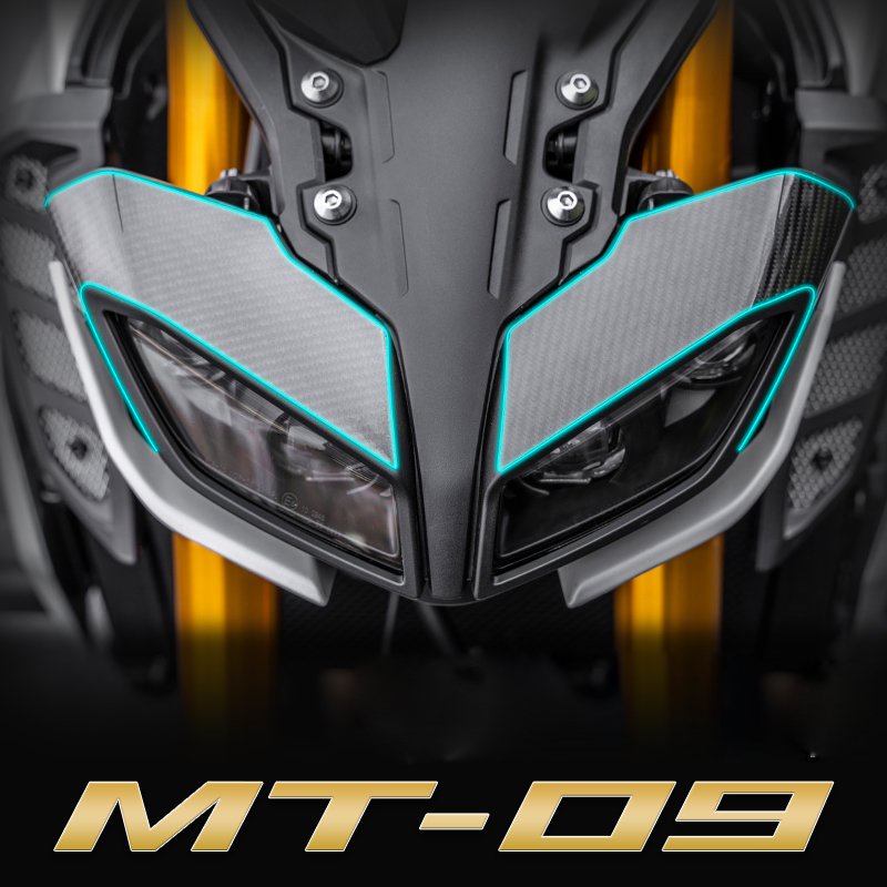 MT09 Motorcycle Carbon Fiber Headlight Decoration Sticker Headlamp