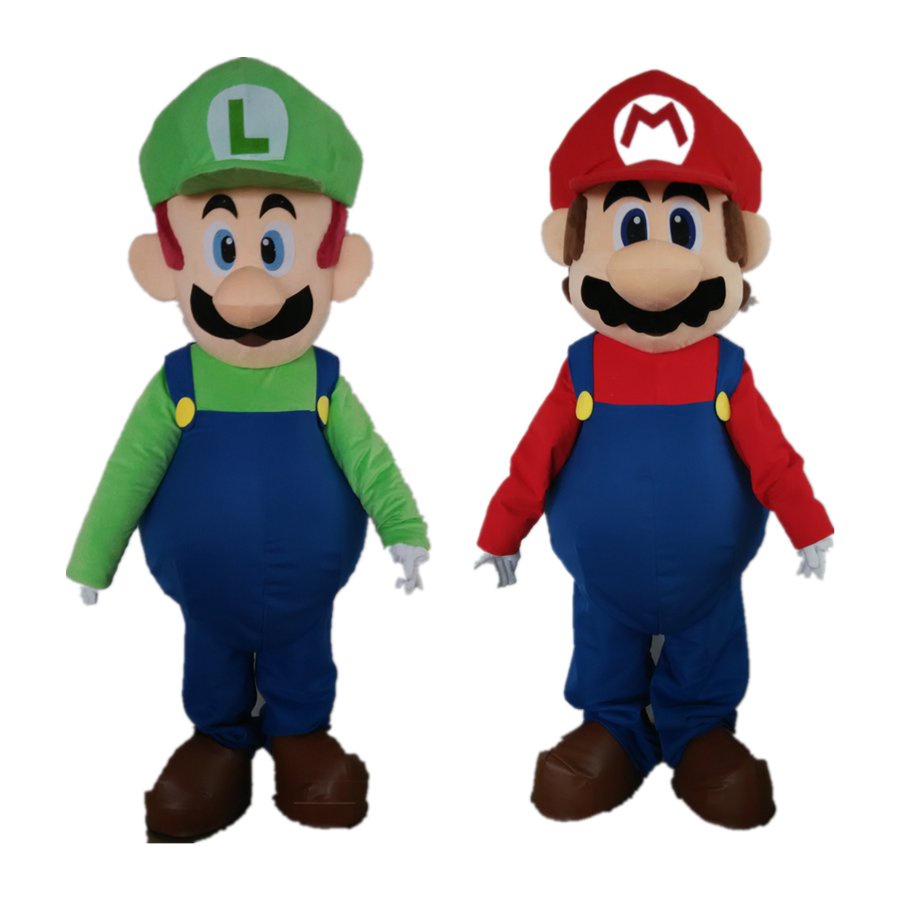 Adult Size Super Mario Mascot Costume Fancy Dress Lovely Brothers Super Mario cosplay costumes