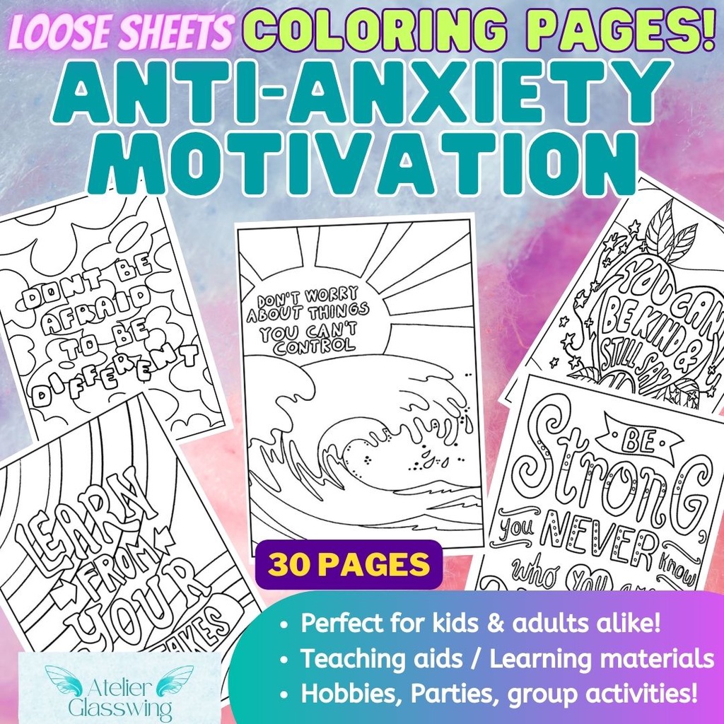 ???MOTIVATION & ANTI ANXIETY Coloring pages for adults! 30 loose coloring