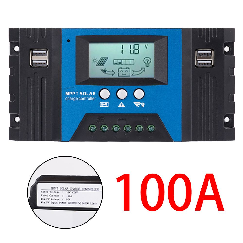 4A0S Solar Charge Controller 30/40/50/60/100A MPPT Dual USB LCD Display ...