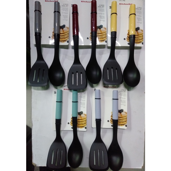 Kitchenaid 2 piece 2pc Tool set Slotted Turner Basting Spoon Authentic