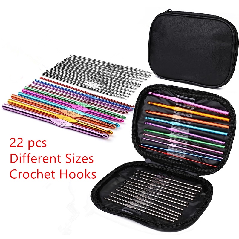 5/8/12/22/32pcs Durable Stainless Steel & Aluminum Alloy Crochet Hook ...