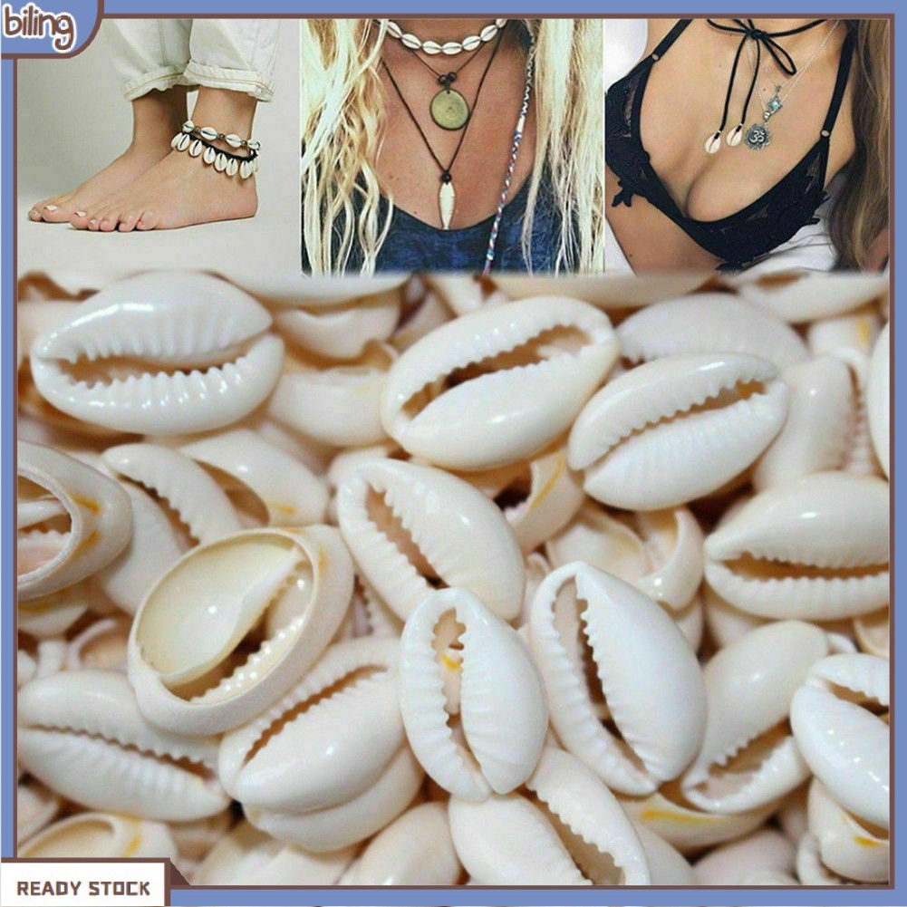 [biling] 100Pcs Shell Cowry with Gap DIY Bracelet Necklace Anklet Ornament  Jewelry Decor
