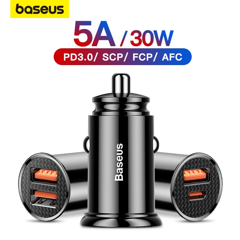 Baseus Dual Usb Car Charger A Fast Charing Port V Cigarette Socket Lighter Car Usbc